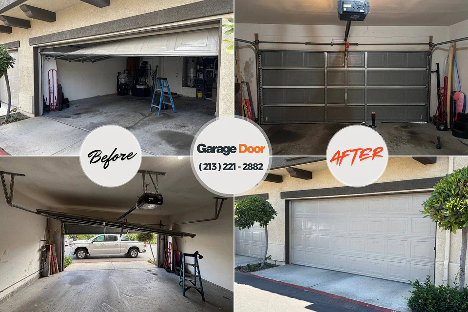 Before and after: garage door repair Warm Springs, OR